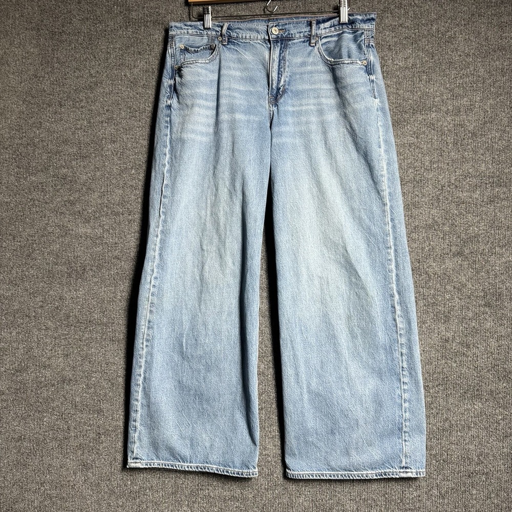 American Eagle Low Rise Skater Jeans Baggy Wide Leg 12 Short Light Wash 90s Blue